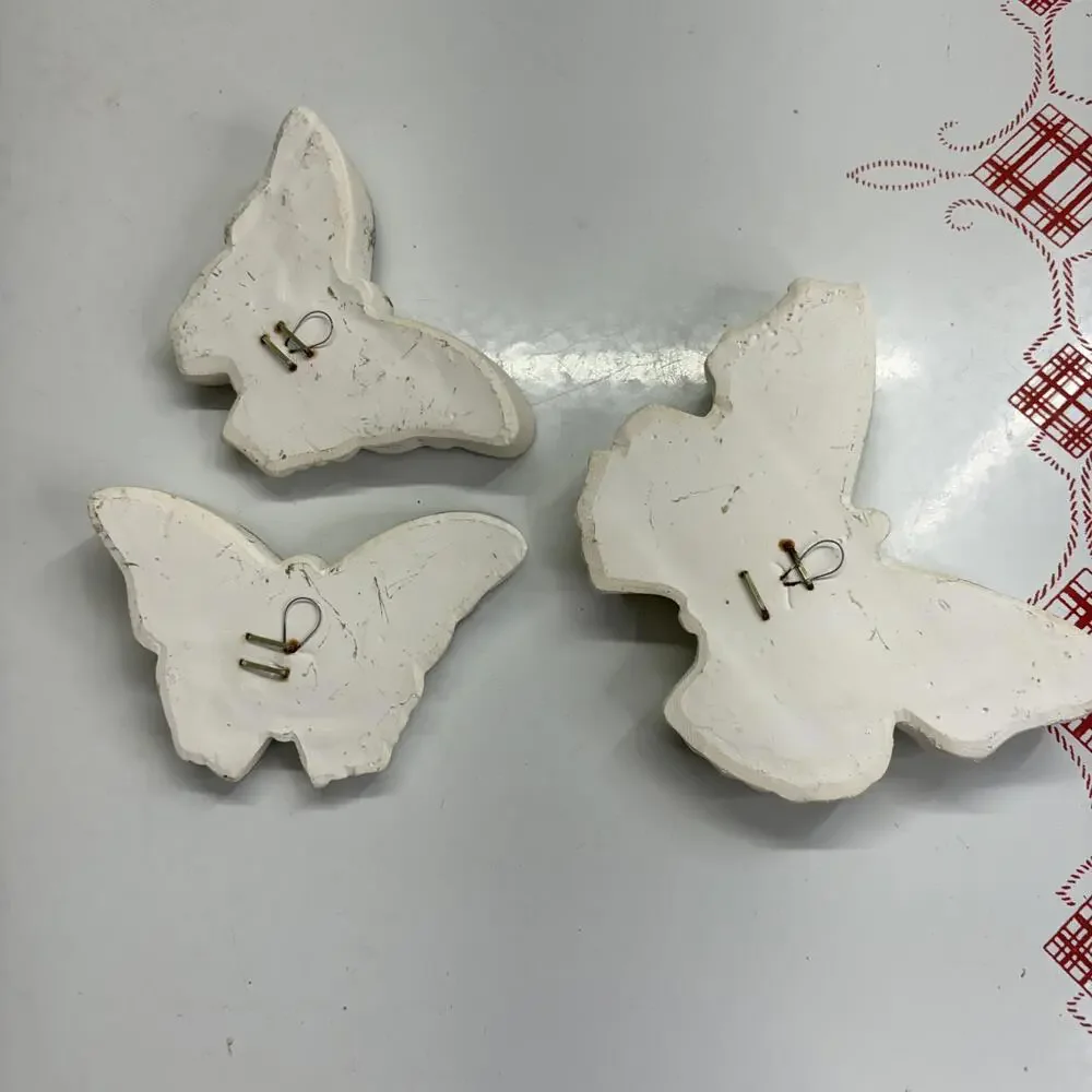 Butterfly chalkware wall hanging set of 3 vintage 70’s